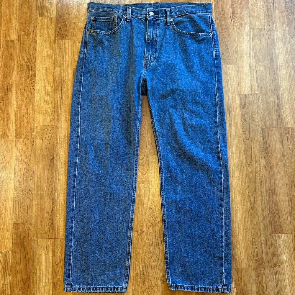 Levi's 505 Mens Blue Denim Jeans Medium Wash Straight Fit 5-Pocket Logo 36x30